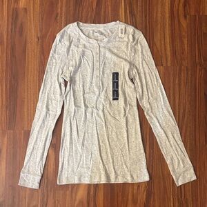 NWT GAP Body by GAP Gray Long Sleeve Henley Top Size Small